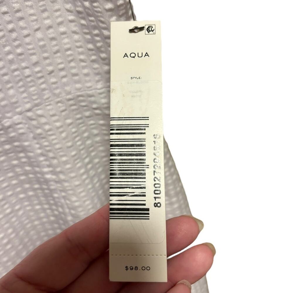 NWT Aqua Seersucker Jumpsuit Women's Size XS White Sleeveless Lined Wide Leg - Picture 15 of 16